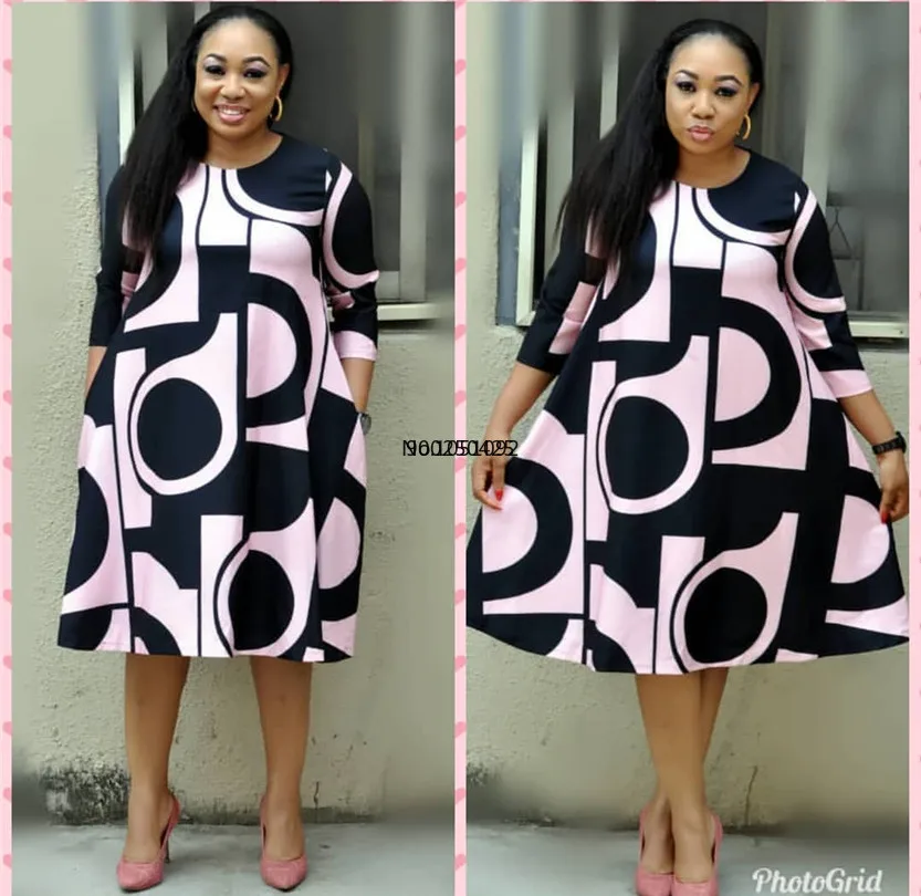 Платье женское ТРАПЕЦИЕВИДНОЕ с круглым вырезом и рукавами