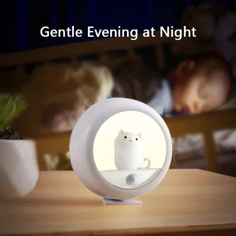 

Human Induction Lamp LED Night Light Table Lamps Cute Pet Cat Energy Saving Lights USB Rechargeable Cabinet Lamp Decoration Gift