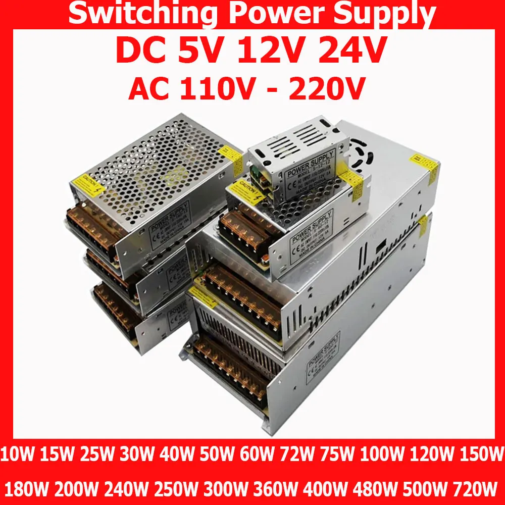 Импульсный источник питания, 5 В, 12 В постоянного тока, 12 В, 24 В переменного тока, 110-220 В, 200 Вт, 300 Вт, 400 Вт, 600 Вт, 700 Вт, SMPS для двигателя системы видеонаблюдения со светодиодной лентой