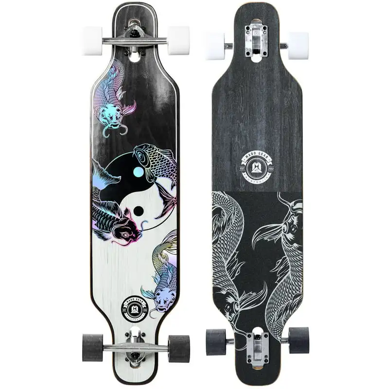 

Drop Through Longboard Skateboard 70mm Wheels ABEC-7 Bearings Maple Deck White