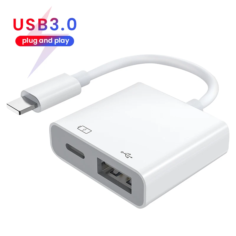 

Переходник USB OTG 2 в 1, адаптер для зарядки IPhone, мыши, клавиатуры, U-диска, камеры, кардридер, преобразователь данных в телефон