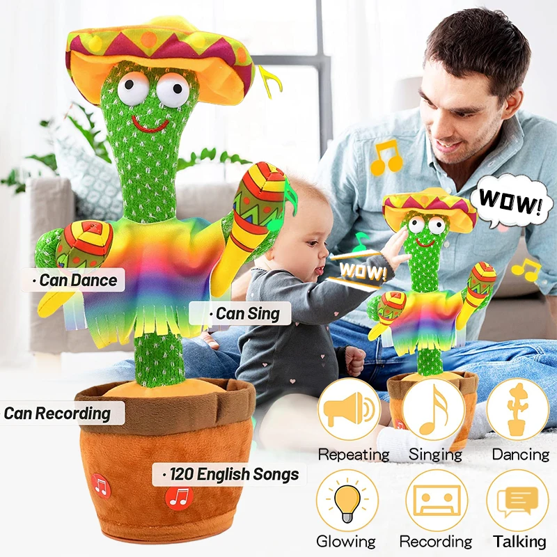 

Lovely Dancing Cactus Repeat Talking Toy Plush Doll Can Sing Sound Record Children Kids Early Education Funny kawaii Gift toys