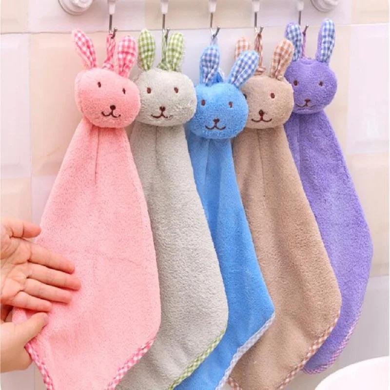 Cartoon Animal Rabbit Kitchen Hanging Bath Wipe Towel Washcl