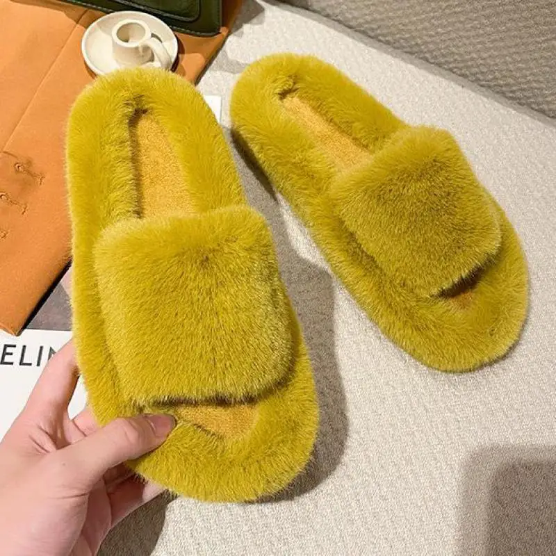 

Faux Fur Home Slippers Fluffy Women Slides Comfort Furry Flat Sandals Female Cute Shoes For Indoor Flip Flops Ytmtloy House 6