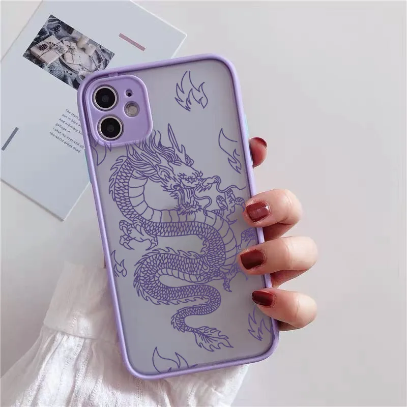 

Fashion Dragon Animal Pattern Phone Case For iPhone 12 11 Pro 13 XS MAX X XR SE 8 7Plus Hard Transparent Cover Matte Bag