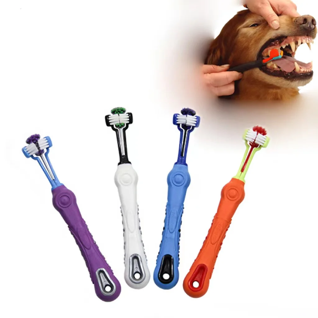 

Large Dog Toothbrush Soft Rubber Three Sided Brushes Bad Breath Tartar Cleaning Pet Tooth Care Dog Grooming Tools