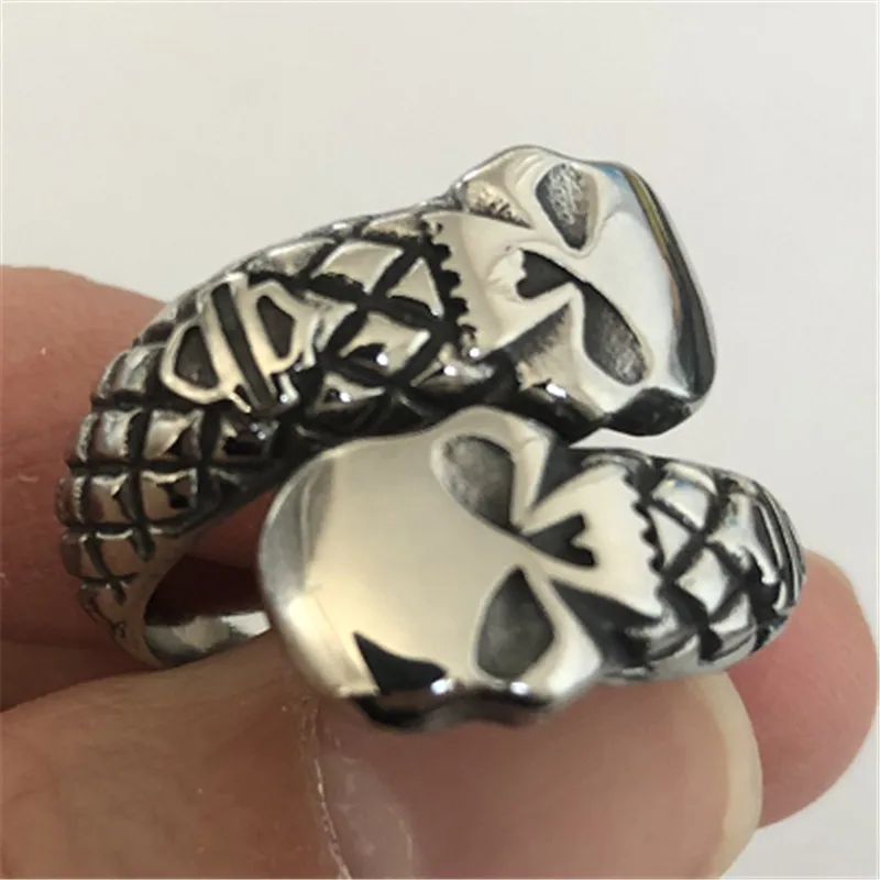 

Skull Biker Ring Stainless Steel Skeleton Punk Band Party Ring Size 7-14