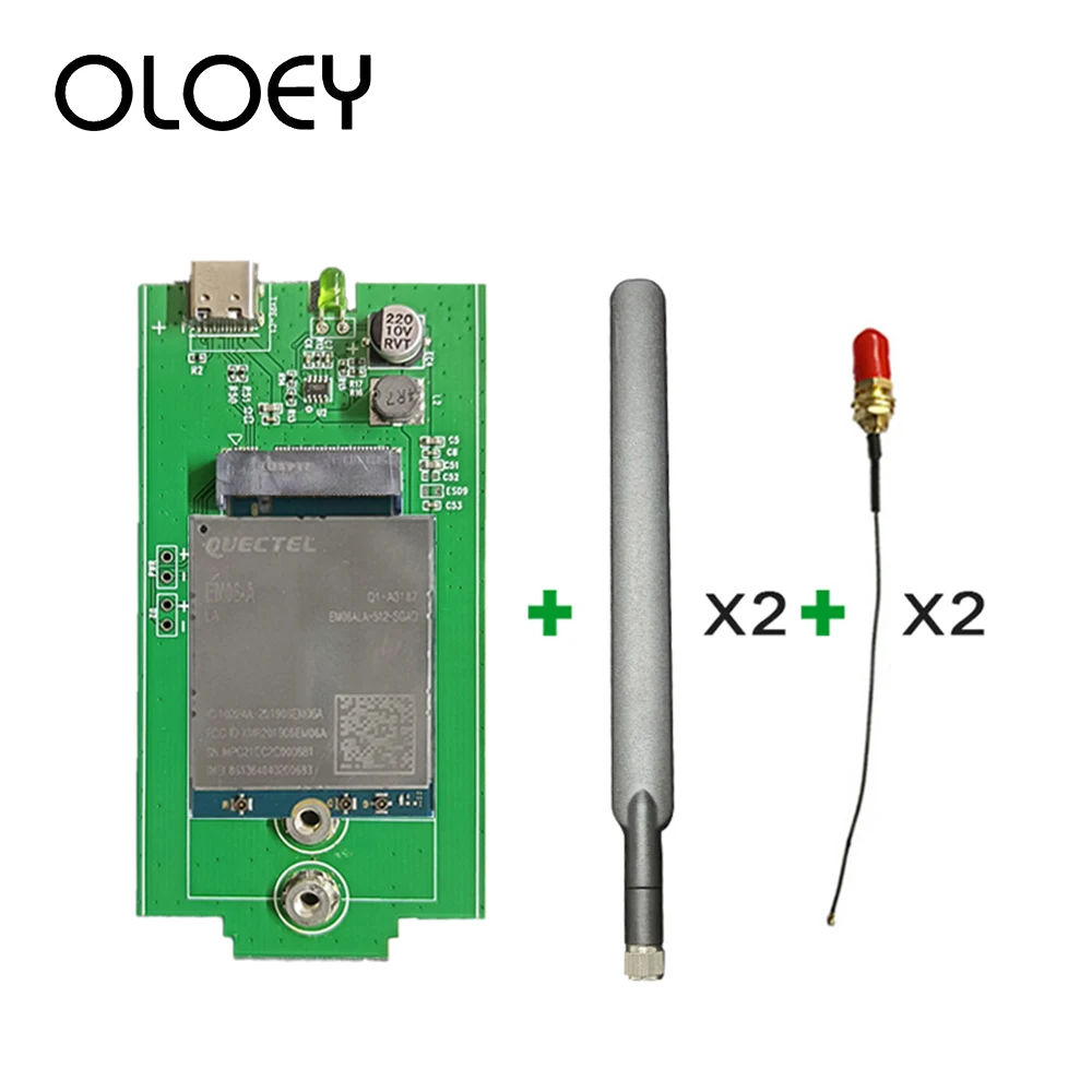 

Quectel EM06-A Cat-6 LTE Module EM06ALA-512-SGAD Wireless 300Mbps Downlink 50Mbps Uplink + M.2 to TYPE-C Board