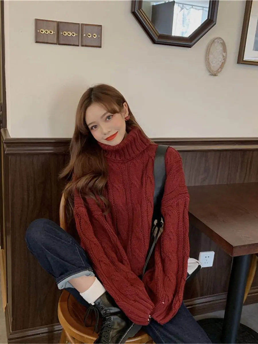 Кроп-Топ женский в стиле оверсайз пикантный вязаный свитер свободная водолазка