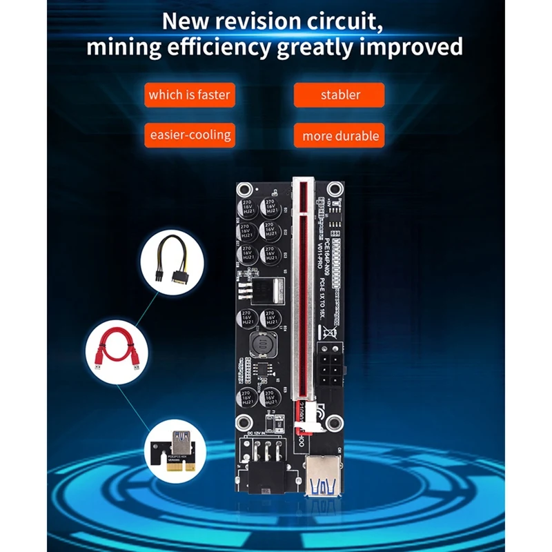 Усилитель PCI Express PCIE с 1 на 6 портов USB 3 0 Hub 1X 4X 8X 16X VER011 PRO увеличитель для майнинга BTC