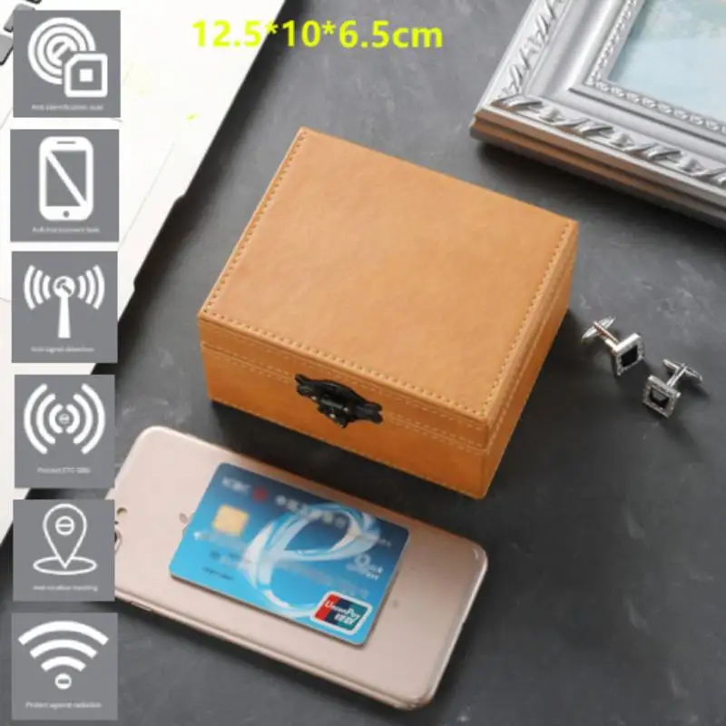 

Anti Theft Car Key Box 12.5*10*6.5 Cm Signal Blocker Storage Brown Block Signals Universial High Qualiy Hot Sale