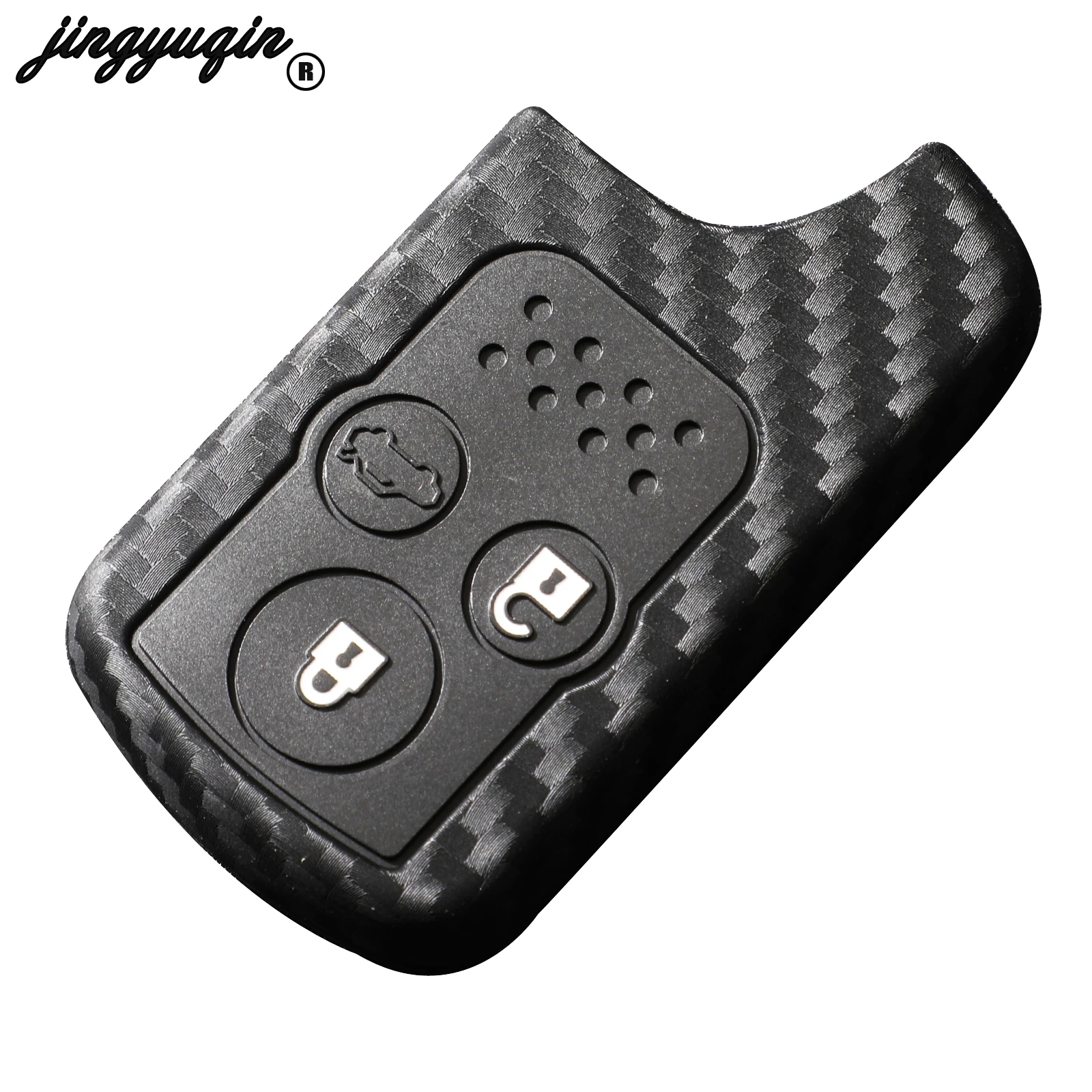 

jingyuqin Silicone Carbon Fiber Car Key Case Cover Fob for Honda CRV 2012 2013 Crosstour 2010 Holder Remote Protect case