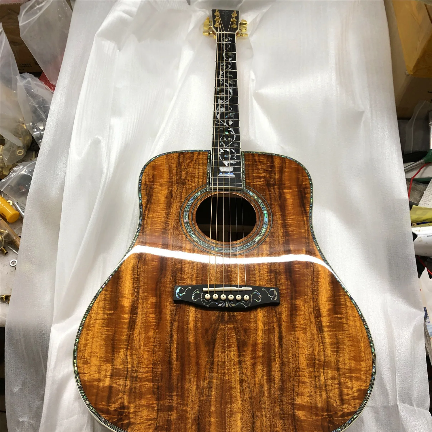 Акустическая гитара типа D Koa 41 дюйм твердая эмалированная коала с цветочной