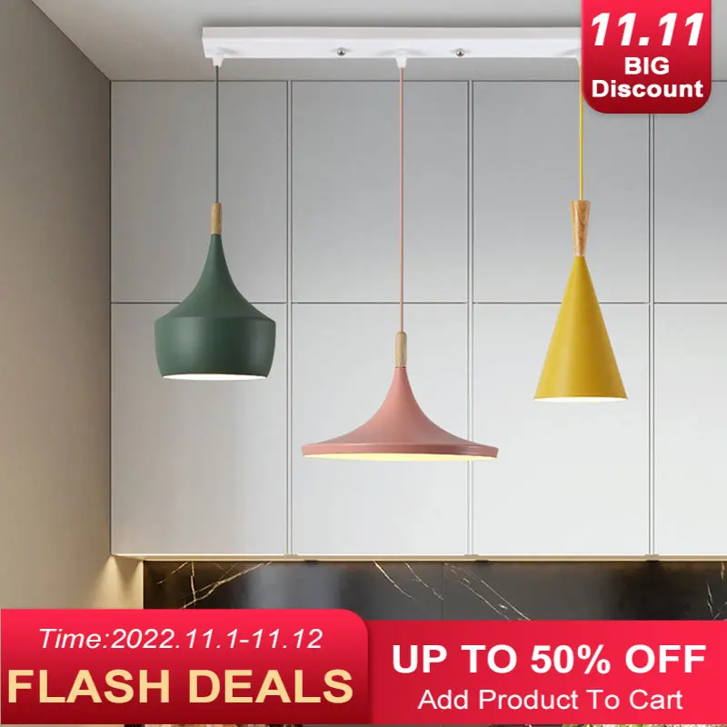 

Nordic Colorful Pendant Lights 1/3 Heads Kitchen Blue Pink Green Decoration Light Fixtures Bedroom Ceiling Hanging Lights E27