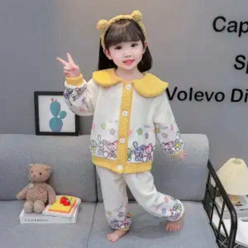 Фланелевая Пижама для девочек Disney Stellalou Linabell Kawaii осень-зима утепленная Теплая