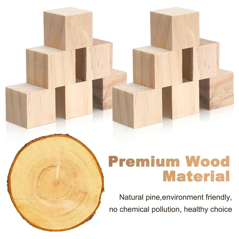 12 шт. 3 5 см деревянные кубики натуральные незавершенные блоки пустой куб для