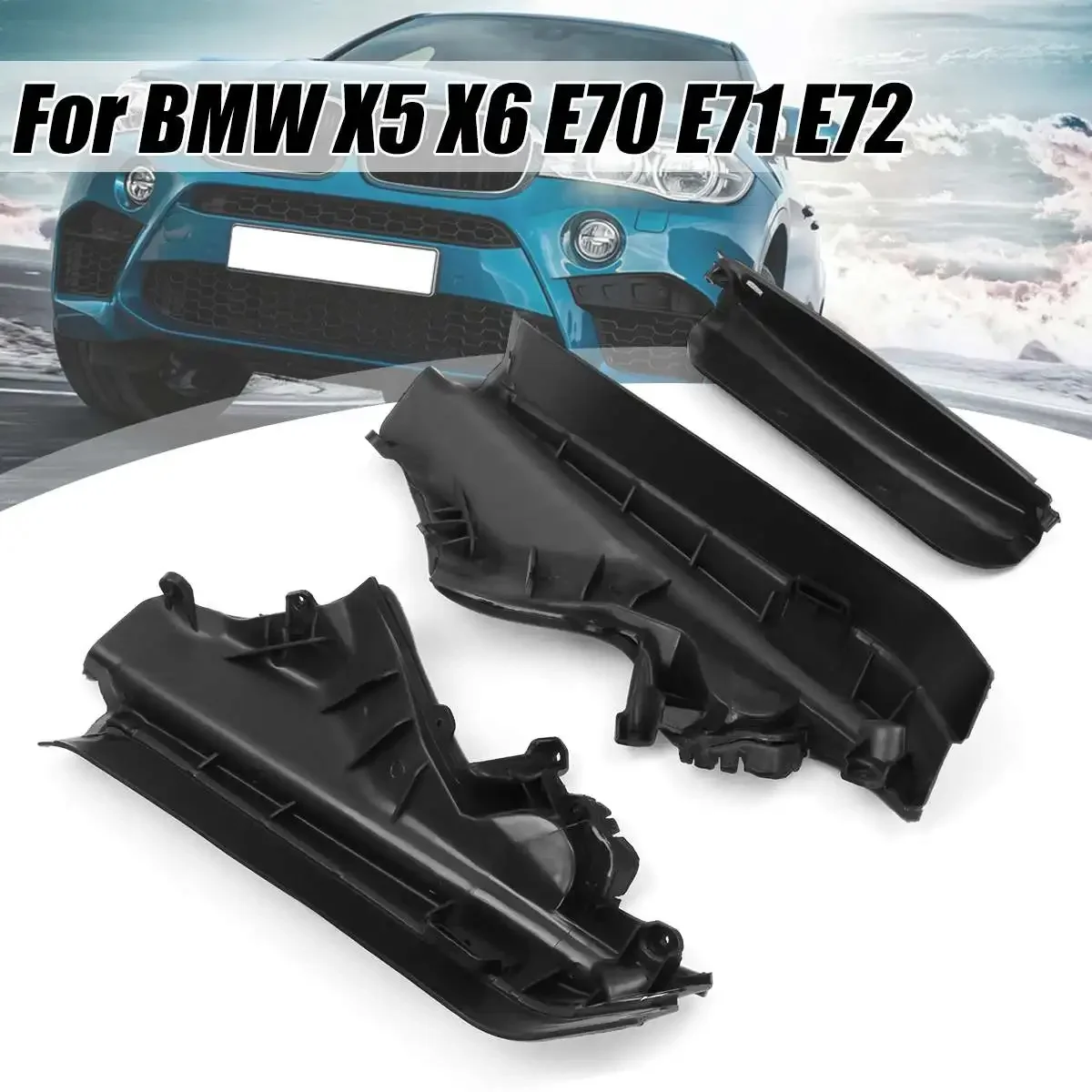 Комплект перегородки для верхнего отсека двигателя 3x BMW X5 X6 E70 черный пластик