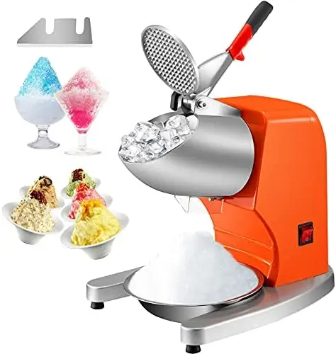 

110V Electric Ice Shaver Crusher,300W 1450 RPM Snow Cone Maker Machine with Dual Stainless Steel Blades 210LB/H, Shaved Ice Mach
