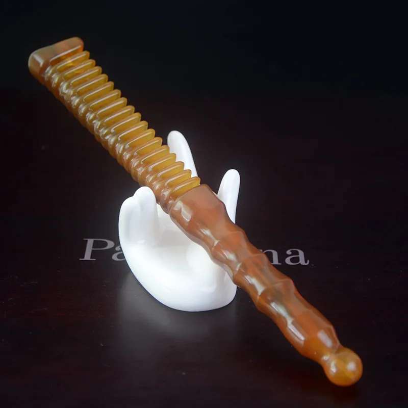 

Natural Horn Massage Comb Wide Teeth Scalp Meridian Scraping Head Body Acupoint Massage Brush Acupuncture Therapy Anti-Static