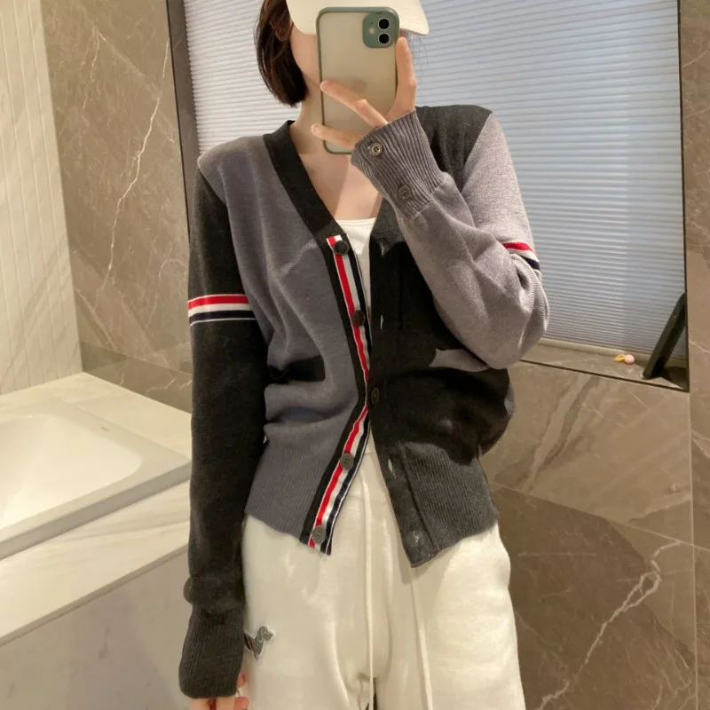 Вязаный свитер новый цветной женский вязаный кардиган с v-образным вырезом и