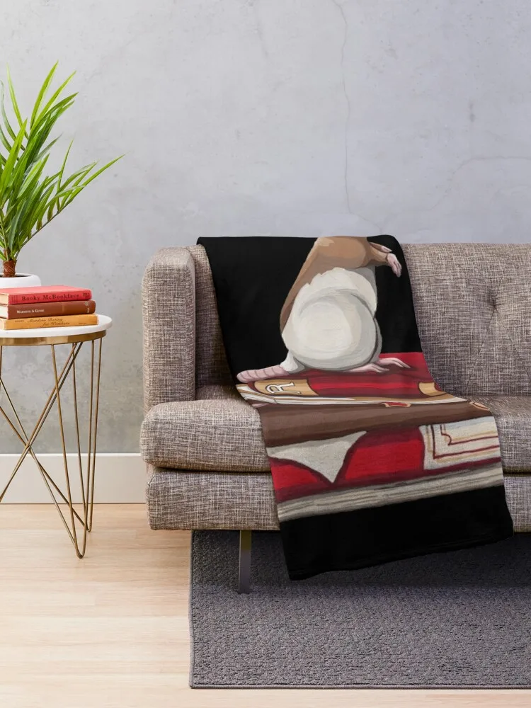 Крыса на штабе книг Плед Одеяло для дивана Одеяла