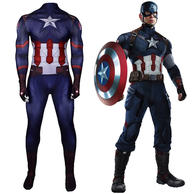 Captain America Cosplay Costume The Avengers Superhero Steve Rogers Bodysuit Halloween Cosplay Costumes for Kids Aldult