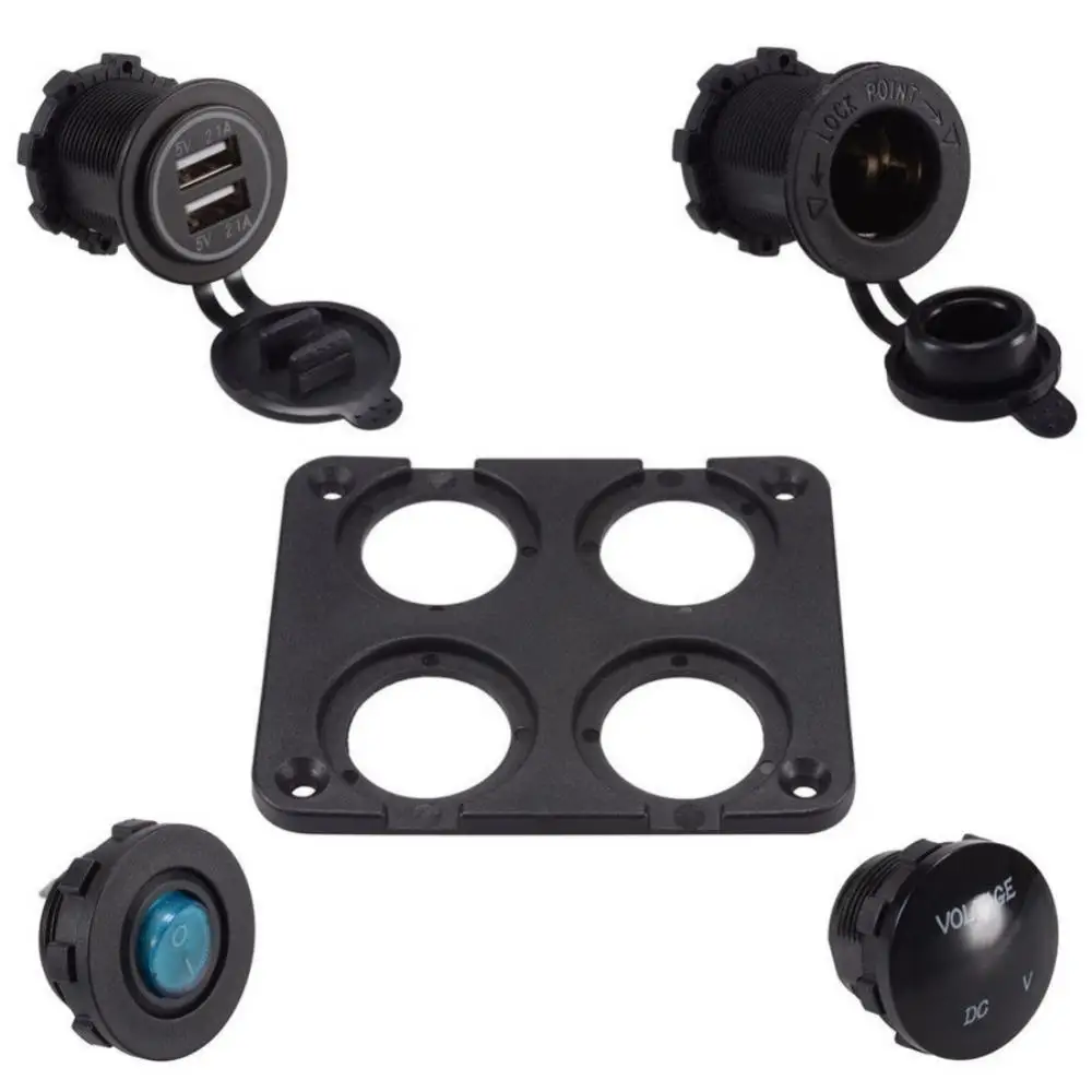 

Универсальное автомобильное зарядное устройство 12 В с двумя USB-портами, вольтметр, светодиодная розетка питания, переключатель ВКЛ./ВЫКЛ., к...