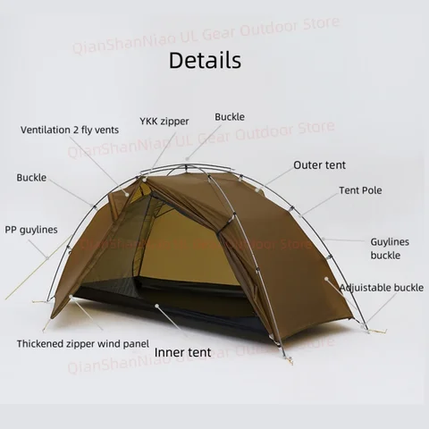 HIKEBURGER 3F UL Gear Taiji 1 палатку 1 человек зелёный
