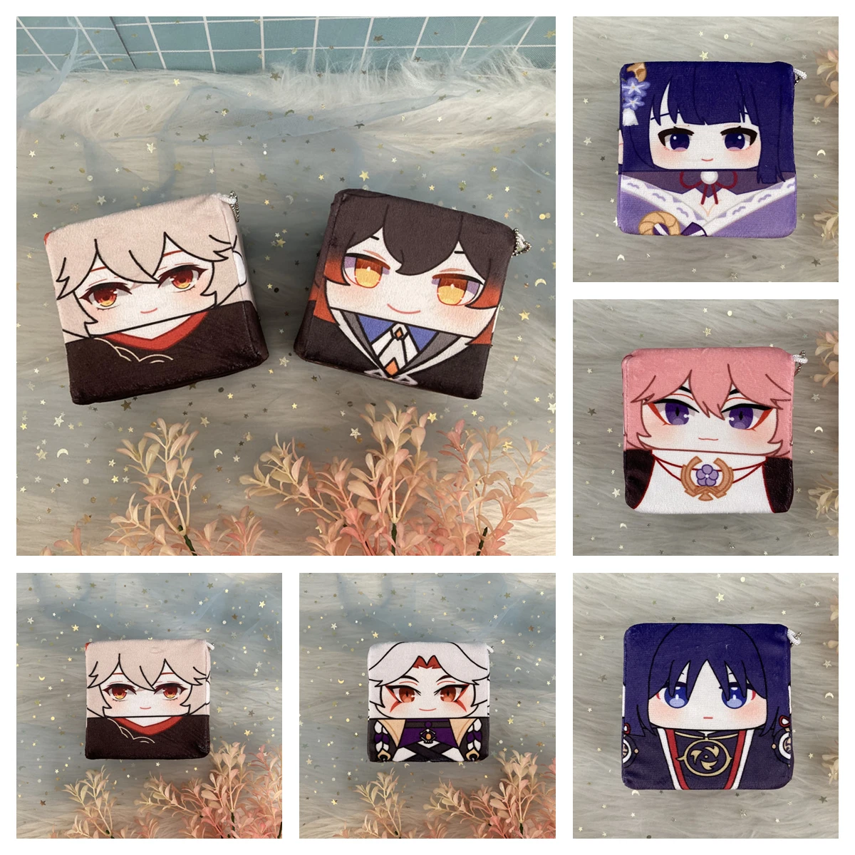 

10 см милая кукла Genshin ударная квадратная плюшевая игрушка Kazuha Scaramouche Ayato Plushies сумка с подвеской мультяшный реквизит