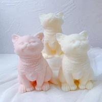 diy cute sit cat candle silicone mold animal teddy puppies soy wax mould cats lover home decor