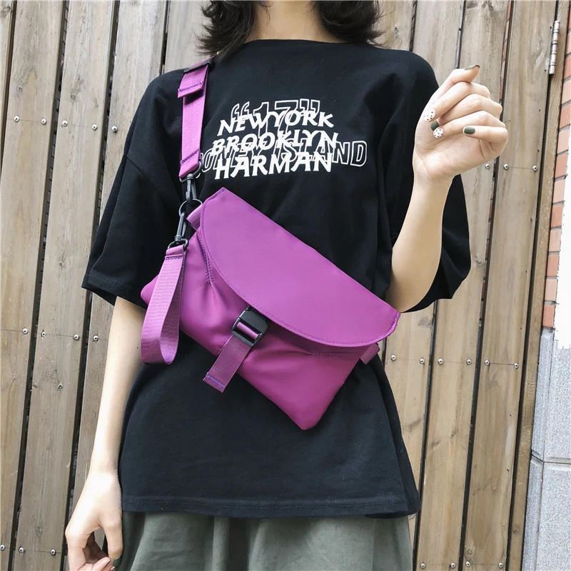 Fashion street shoulder crossbody bag women's nylon casual Mobile Phone Chest Packs Trend waist bag Small Square Bags