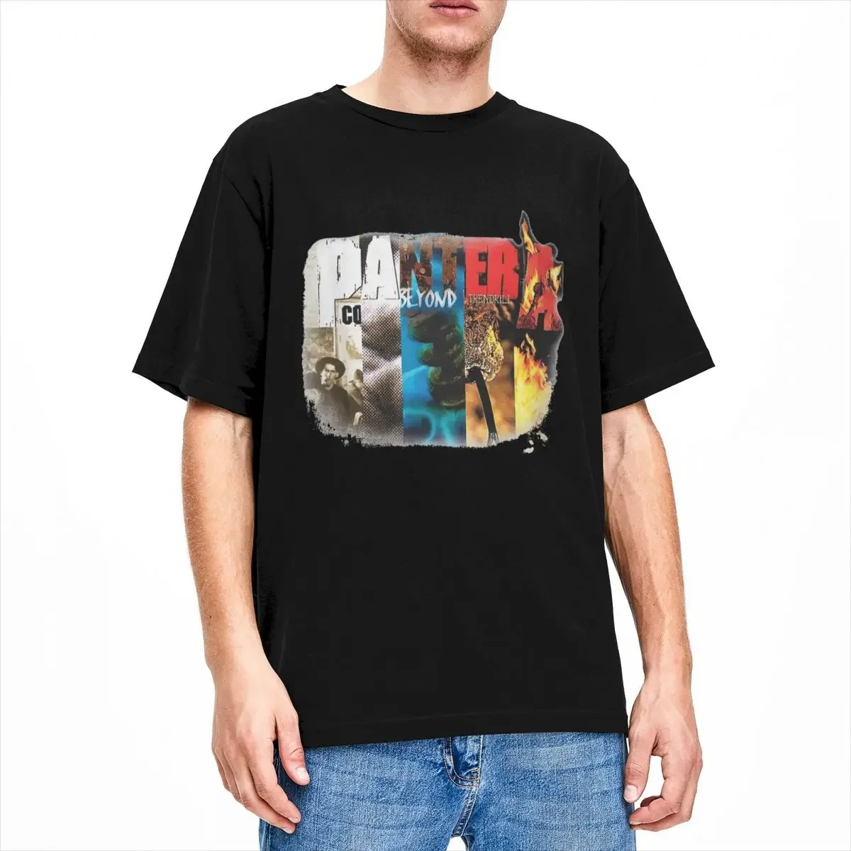 Футболка с коллажем Pantera Band для мужчин и женщин винтажная рубашка из чистого