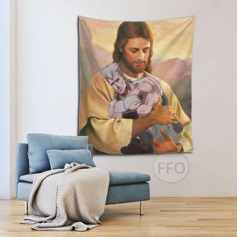 Гобелен в стиле аниме Невероятные приключения Джоджо гобелен с рисунком Иисуса и