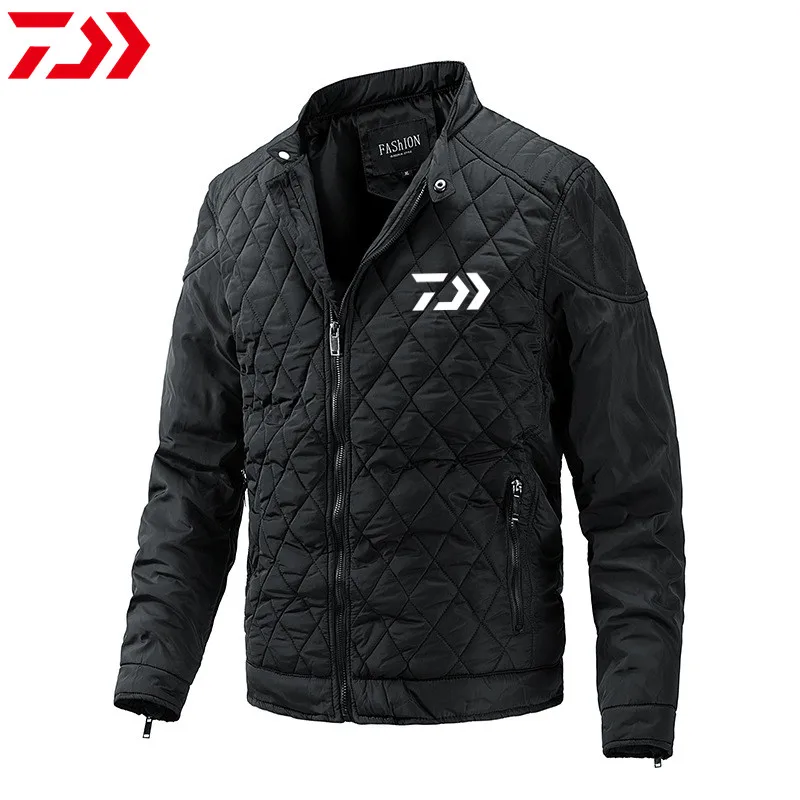 

Daiwa 2024 Men's Casual Thin Cotton Jacket New Fashionable Breathable Motorcycle Jacket Outdoor Windbreak Warm Fishing Jacket