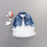 2021 autumn infant baby girls clothes sets princess denim jacket dress 2pcs baby girl outfit suits for baby girl clothing set