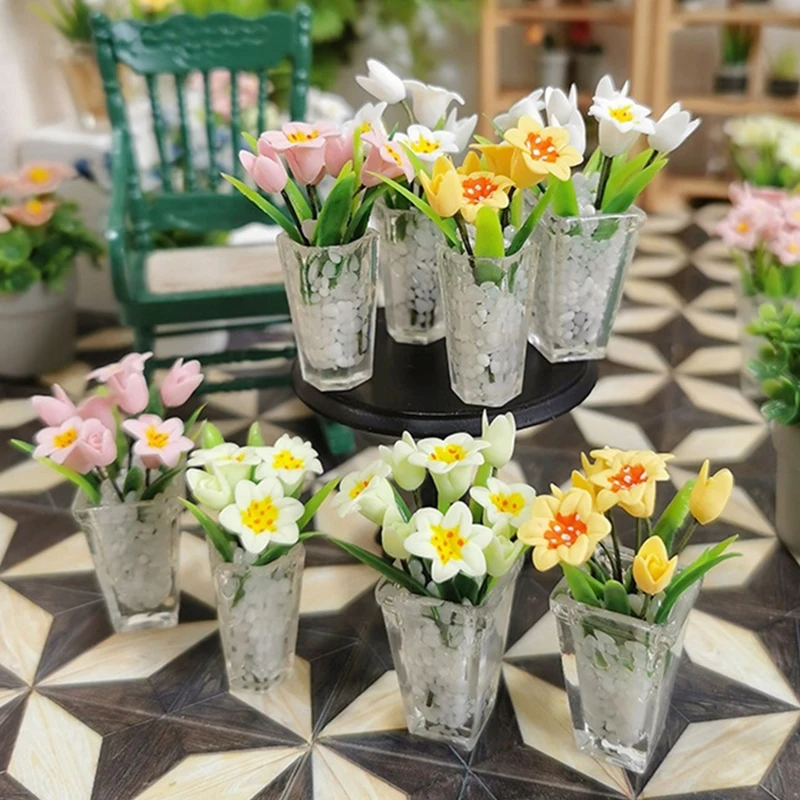 Миниатюрное растение в горшке для декоративного украшения кукольного домика