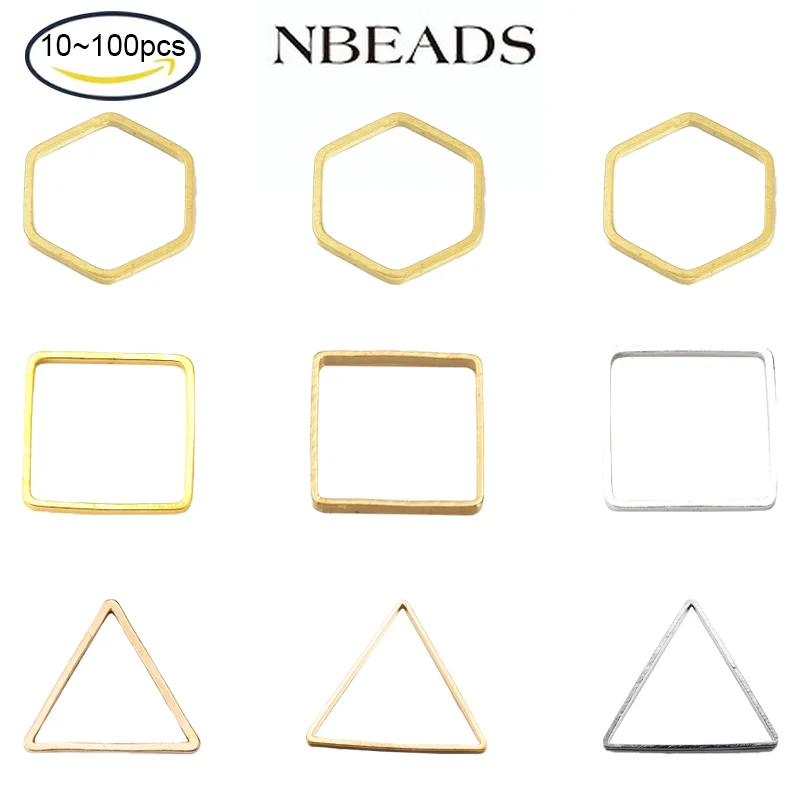 

10-100PC Brass Links Connectors Square Pendant Charms Jewelry Making Etched Metal Embellishments Links for Jewelry Crafting
