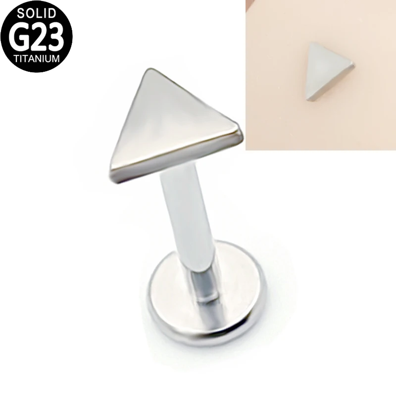 

G23 Titanium Lip Ring Ear Piercing Stud Earrings Flat Triangle Anodized Internal Thread Helix Tragus Cartilage Earrings Jewelry