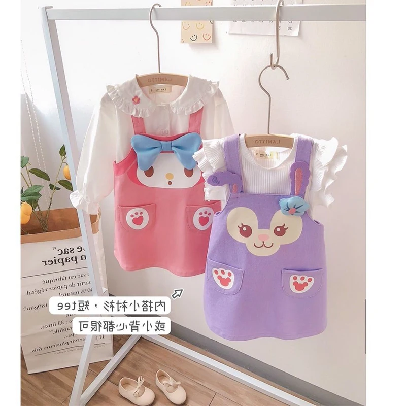 

Kawaii Sanriod Anime My Melody Dress Girl Suspender Skirt Cartoon Costume Children Birthday Party Clothing Birthday Gift