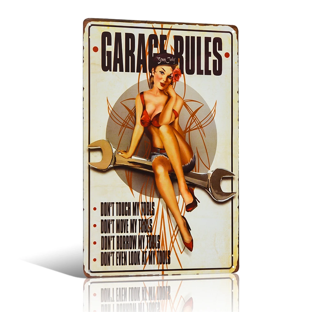 

Жестяные знаки «Правила гаража», Винтажный Классический автомобильный значок, украшение для стен для девочек, искусство бриллиантов, G106