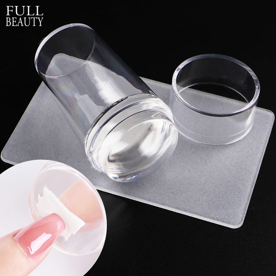 

Transparent Nail Stamper With Scraper Jelly Silicone Stamp For French Manicure Template Stamp Polish Printing Accessories Tools