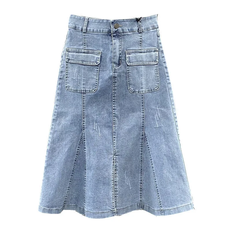 

Y2k High Waist Denim Skirts Women 2022 Summer Fashion Retro Ruffles A Line Skirt Korean Female Casual Mermaid Jeans Skirts