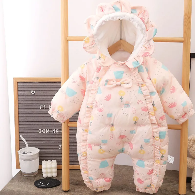 

Зимние детские комбинезоны комбинезон для новорожденных девочек толстовки с длинным рукавом детский зимний костюм