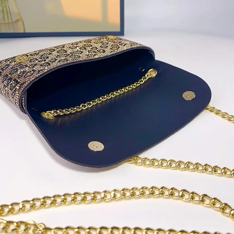 Новые модные сумки с леопардовым принтом и кристаллами женские вечерние