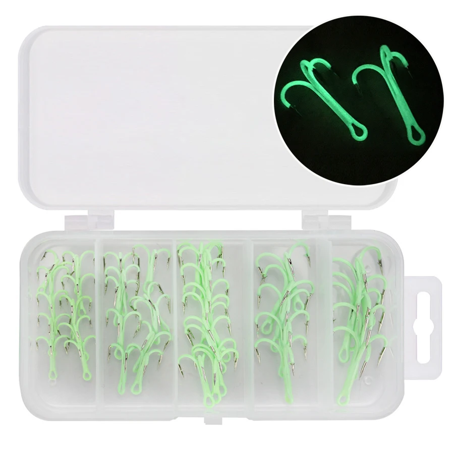 

Glow Treble Hooks Fishing Tackle 40pcs Hook High Strength Accessories High-Carbon Steel Saltwater jigging Fishing Hook