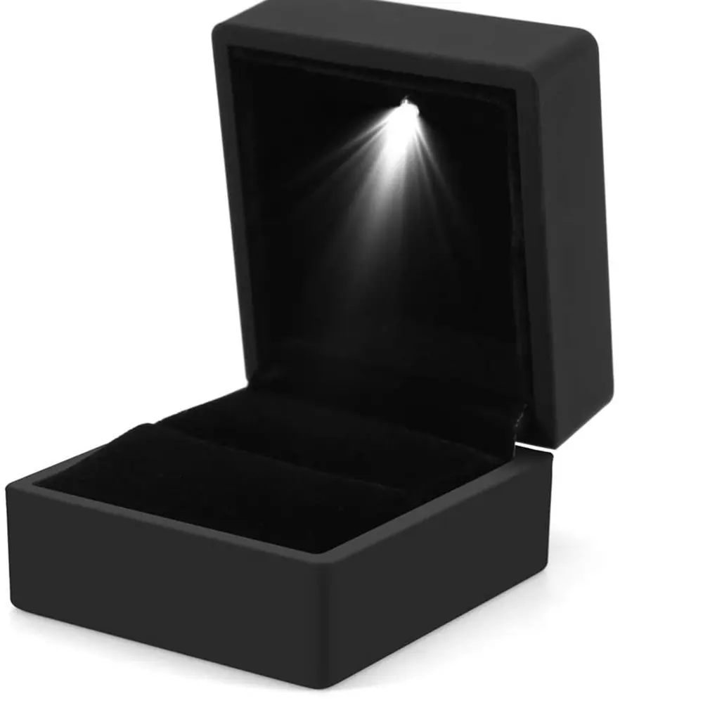 

Ring Box With LED Light Jewelry Diamond Ring Box Storage Luminous Wedding Ring Jewelry Organizer Storage Gift Packing Box