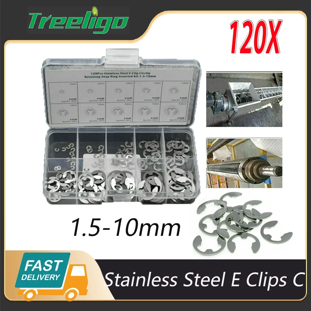 

120 шт. электронные зажимы C стопорное кольцо комплект из нержавеющей стали стопорное кольцо в ассортименте 1,5/2/3/4/5/6/7/8/9/10 мм 100% новый
