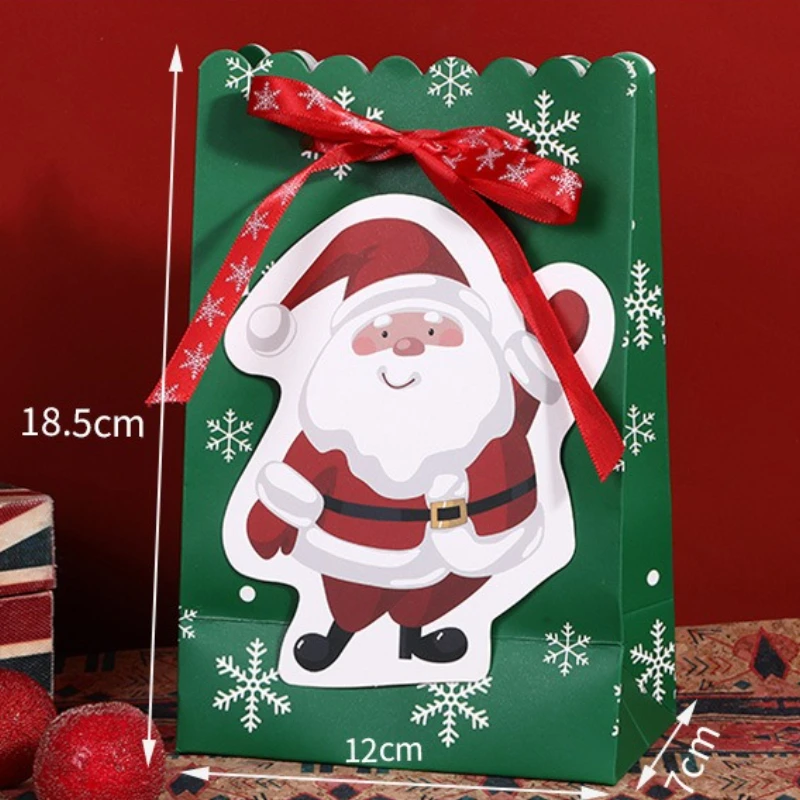 Подарочные пакеты с Рождеством, упаковка для рождественских украшений, пакеты из крафт-бумаги с лентой, мешки Санта-Клауса, сумка для конфет, рождественский новогодний подарок