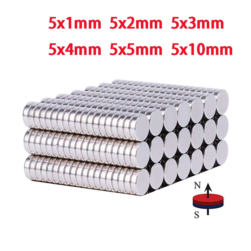 

50/100PCS Mini Small N35 Round Magnet 5x1 5x2 5x3 5x4 5x5 5x10 mm Neodymium Magnet Permanent NdFeB Super Strong Powerful Magnets