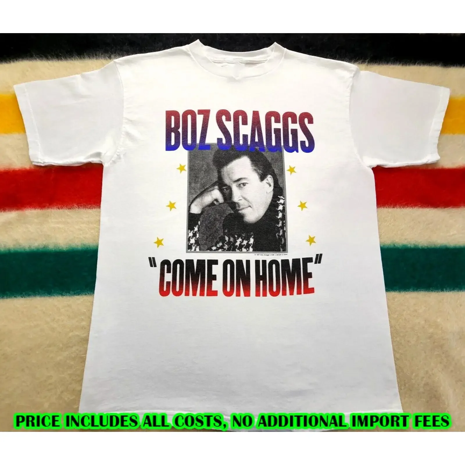 Фото Футболка Boz Scaggs Come on Home Tour, размеры S-5XL, SE443, винтажная, с эффектом потертости, модная, удобная, универсальная, стильная, с небольшим принтом. №1